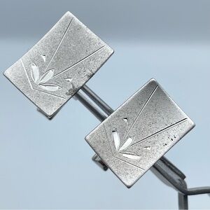 Classic Sterling Silver Rectangle Etched Vintage Men’s Cufflinks